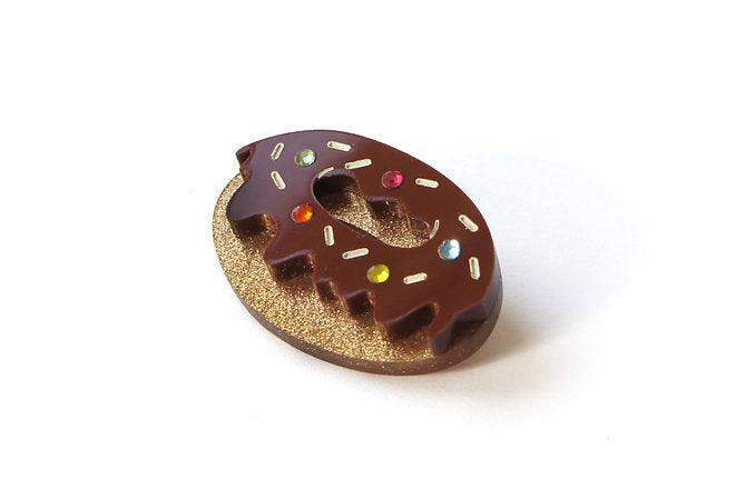 Chocolate Donut Brooch by Laliblue