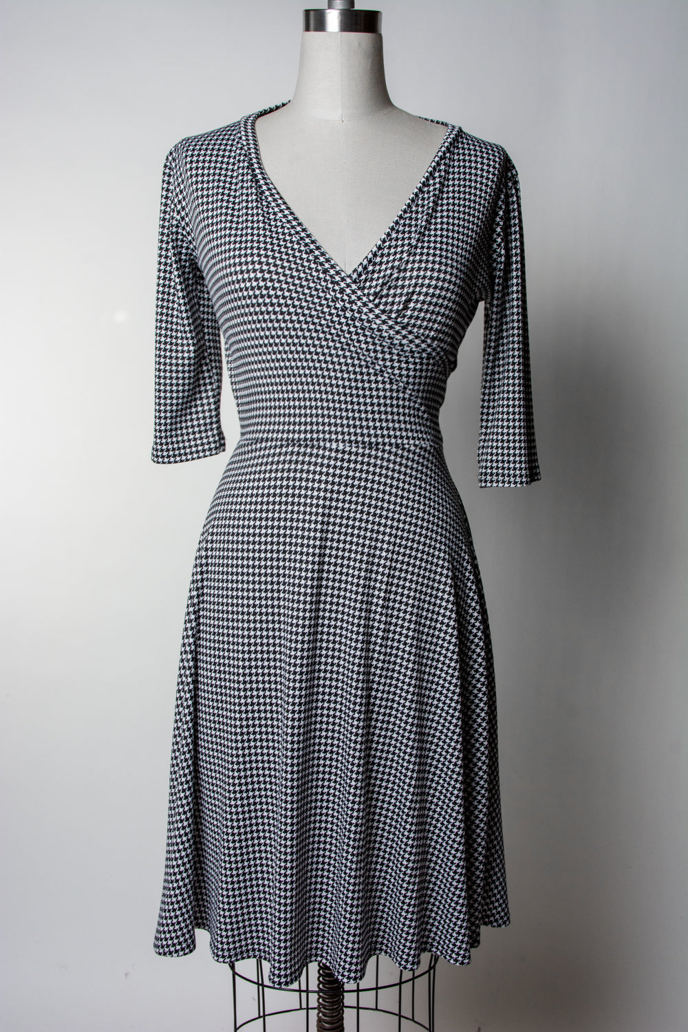 Joanie Knit Dress 3/4 Sleeve - Mini Houndstooth