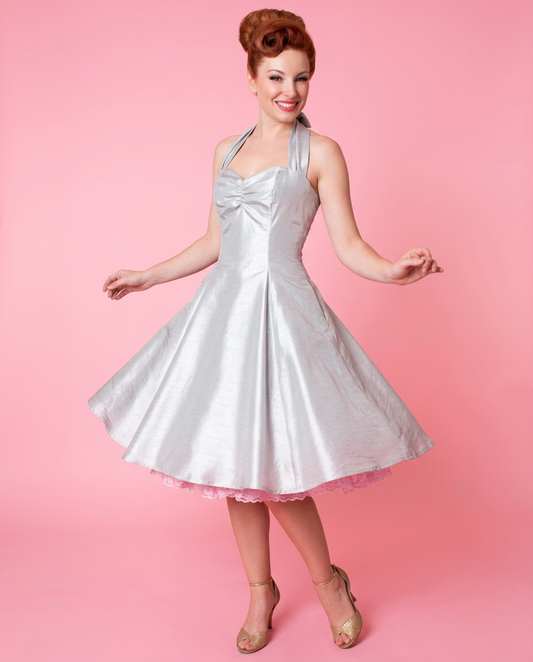 Sweetie Dress- Shantung, Silver