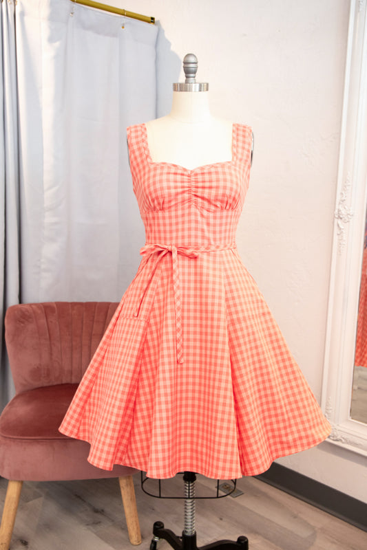 Sadie Dress - Peach Tonal Gingham