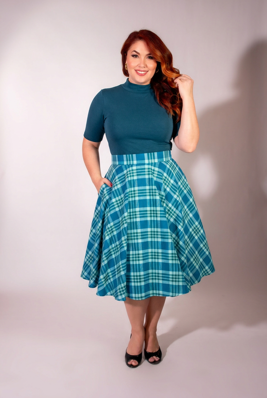 Circle Skirt - Teal Plaid