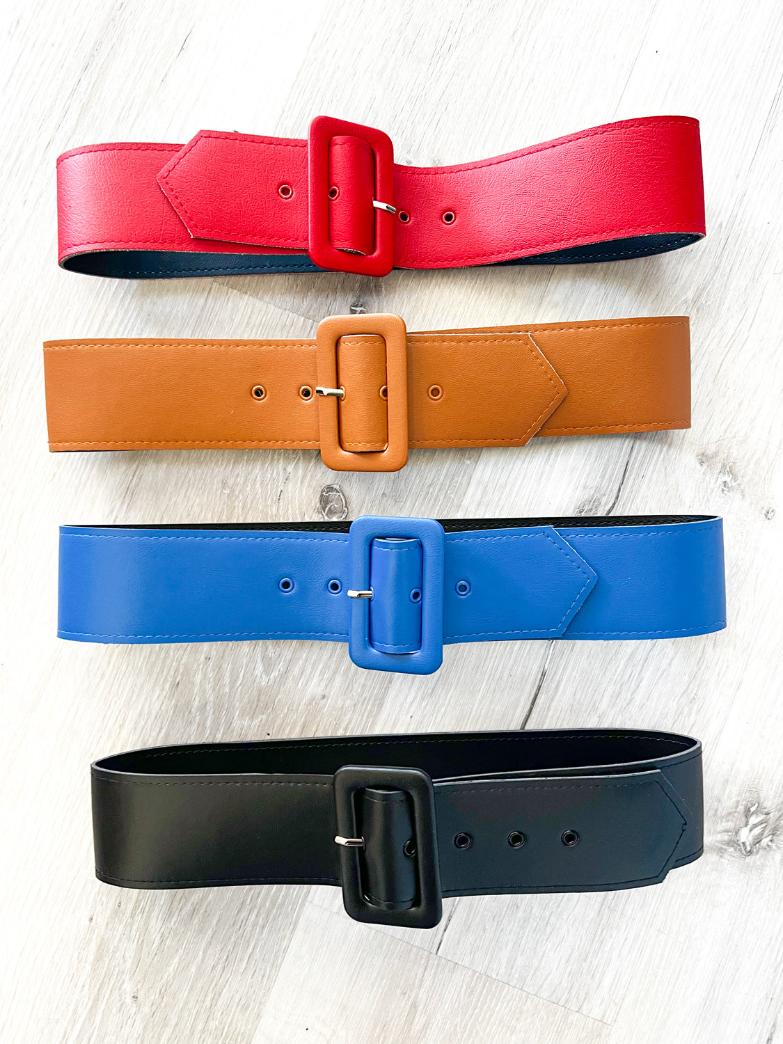 Grommet Belt - Vegan Leather, Blue