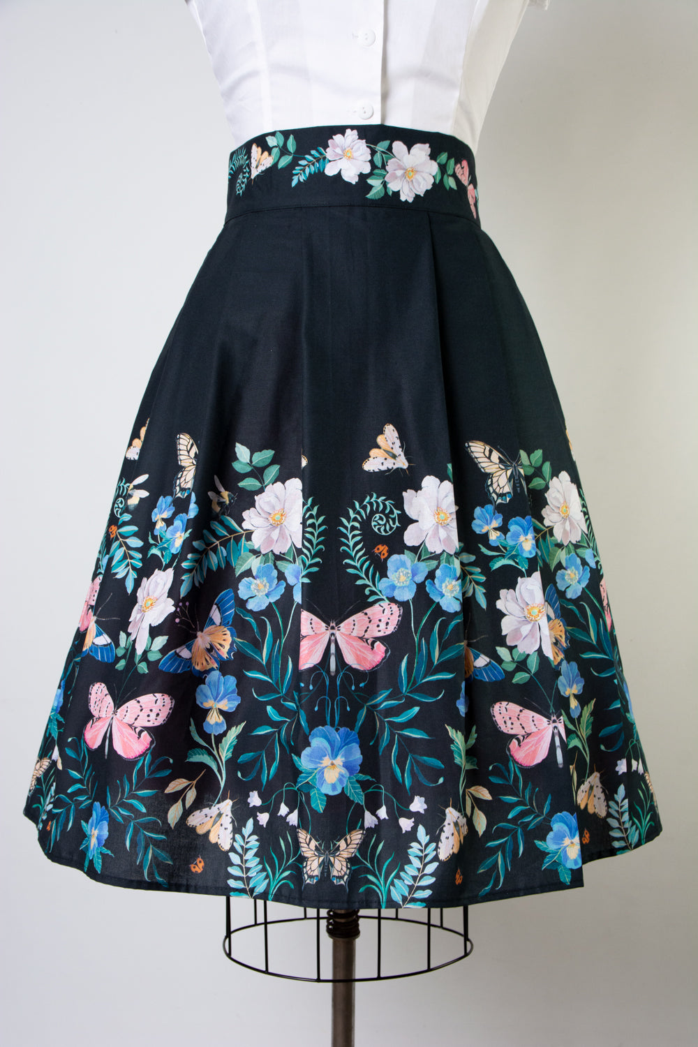 Cindy Pleated Skirt- Butterfly Garden