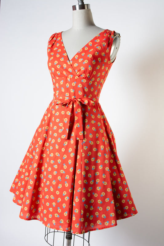 Marie Dress - Katie Daisy, Red-Orange *sale