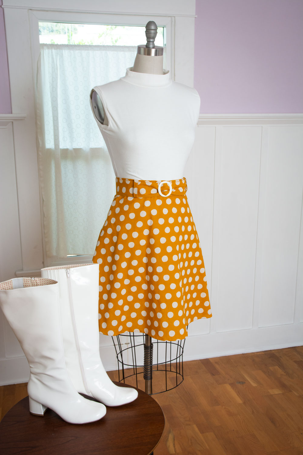 Coco Mini Skirt - Mustard Big Dot
