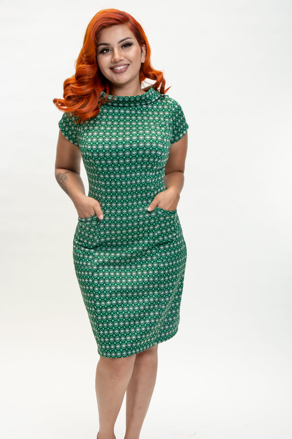 Dominique Dress - Jacquard Dot, Green