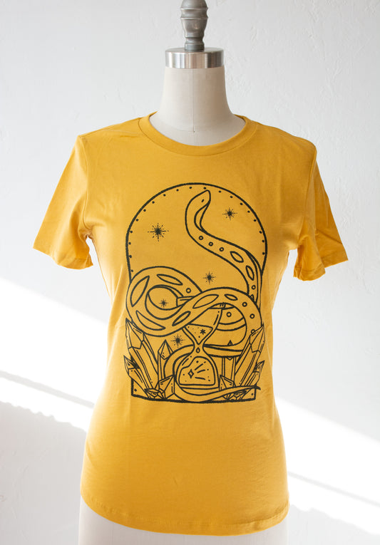 Graphic Tee- Serpent of Time, Mustard