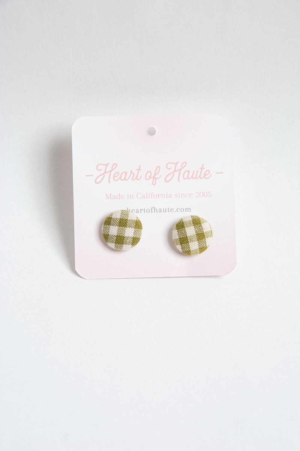Button Earrings- Classic Gingham