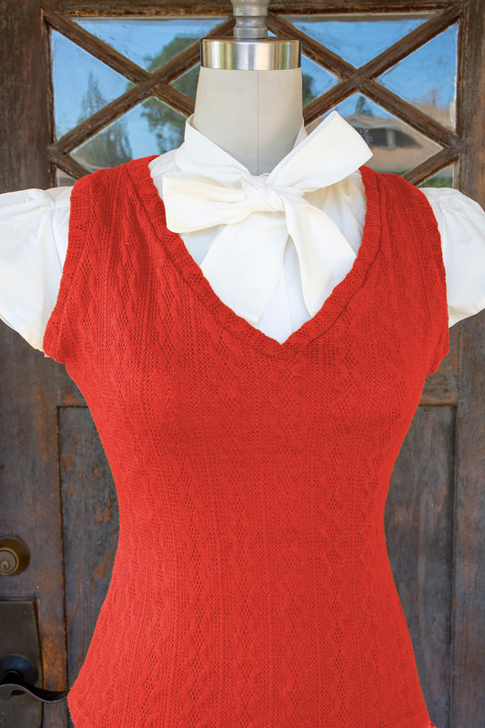 Vivi Vest- Cable Knit, Tomato *sale